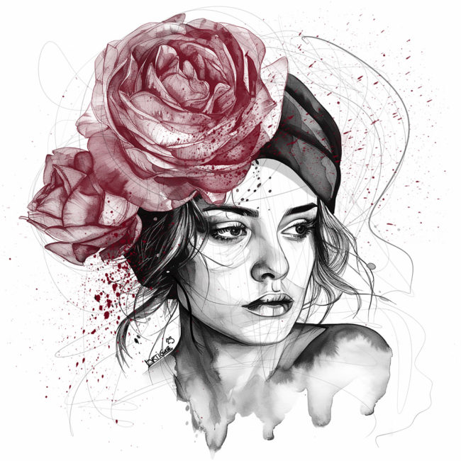 Séduction écarlate, la femme et la rose