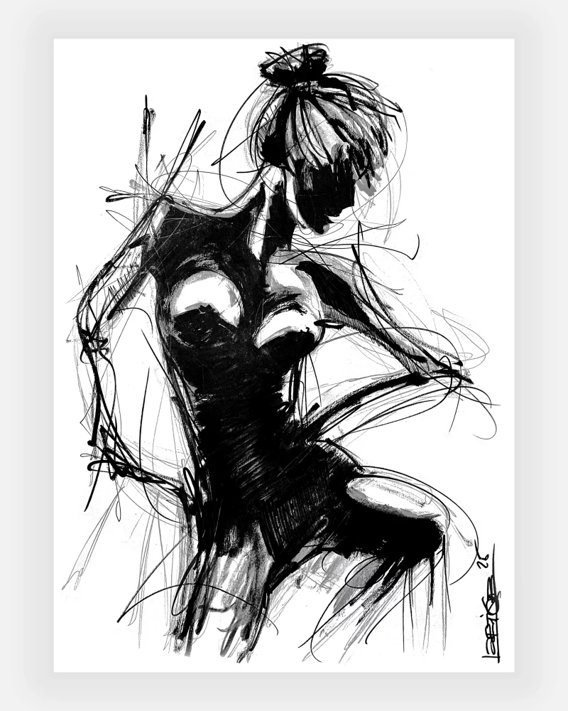 Danse du trait Encre de chine par David Lartigue