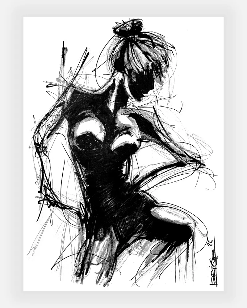 Danse du trait Encre de chine par David Lartigue