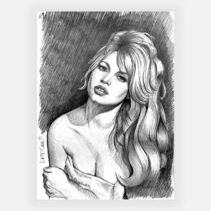 Dessin graphite Brigitte Bardot Hommage 2025 par David Lartigue