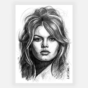 Dessin graphite Brigitte Bardot Hommage 2025 par David Lartigue